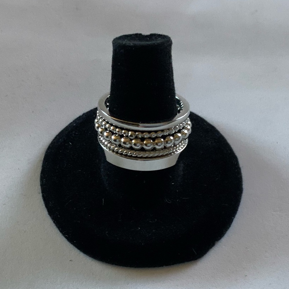 Halogen Mixed Texture Metal Ring Stack - image 3